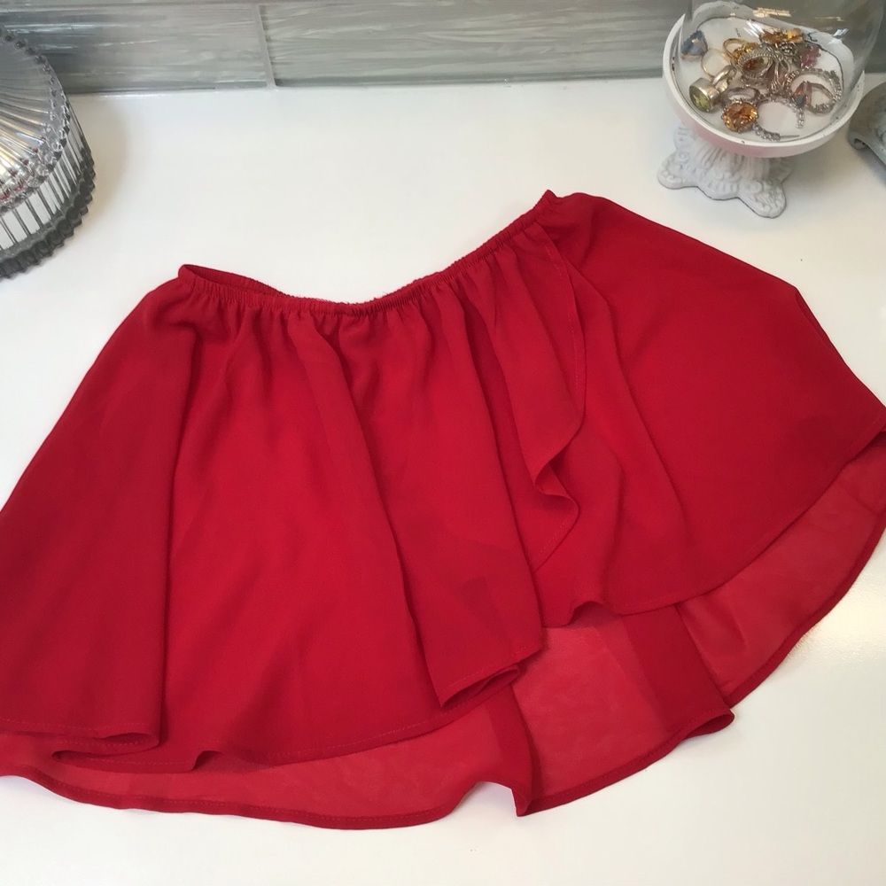 Bloch Red Sheer Ballet Dance Skirt Sz 12-14 New!